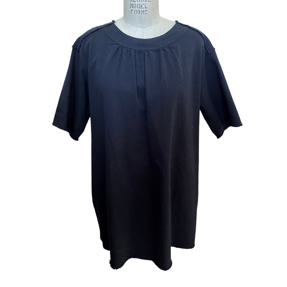 AVN Italian Black Denim Mini T-Shirt Dress Size 42/ US 10 Large